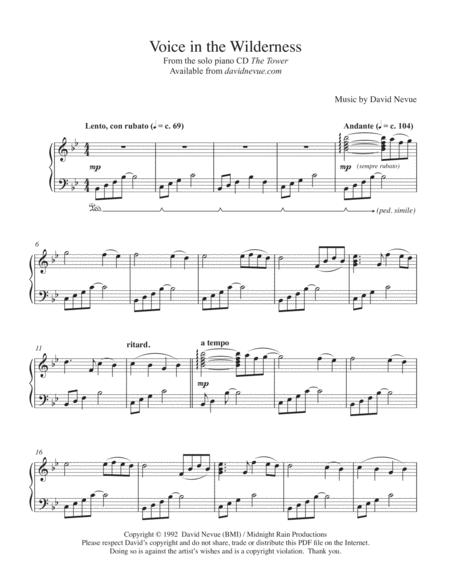 Free Sheet Music Voice In The Wilderness