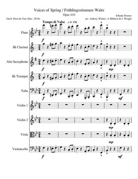 Free Sheet Music Voices Of Spring Frhlingsstimmen Waltz Op 410 J Strauss Jr Mixed Ensemble