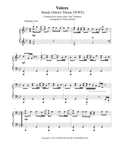 Voices Randy Ortons Theme Late Intermediate Piano Sheet Music
