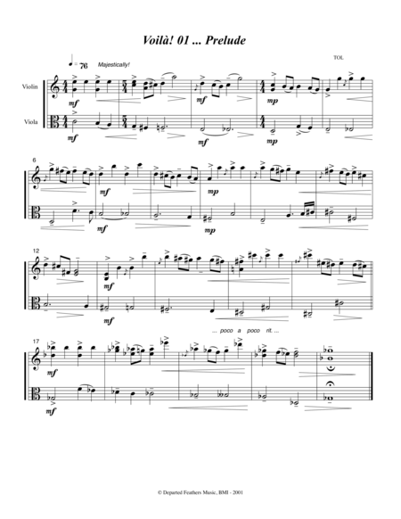 Voil 2001 For Violin And Viola Sheet Music