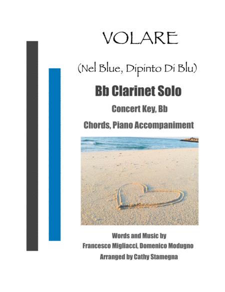 Free Sheet Music Volare Nel Blu Dipinto Di Blu Bb Clarinet Solo Chords Piano Accompaniment