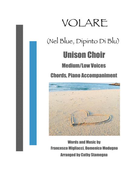 Volare Nel Blu Dipinto Di Blu Unison Choir Medium Low Voices Chords Piano Accompaniment Sheet Music