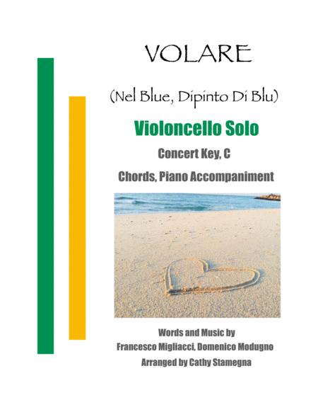 Free Sheet Music Volare Nel Blu Dipinto Di Blu Violoncello Solo Chords Piano Accompaniment