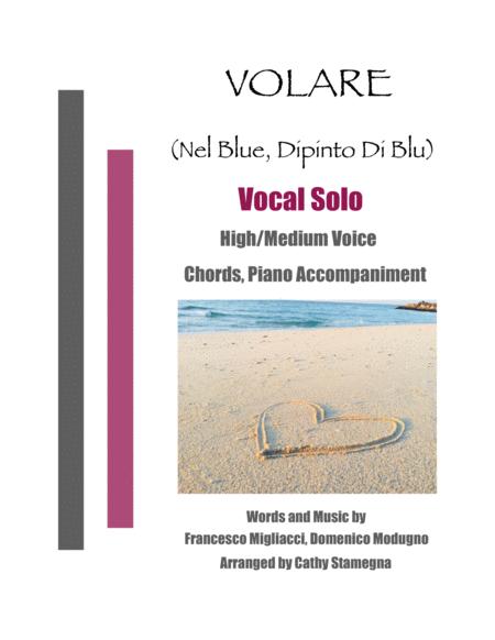 Free Sheet Music Volare Nel Blu Dipinto Di Blu Vocal Solo High Medium Voice Chords Piano Accompaniment