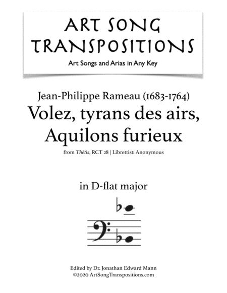 Free Sheet Music Volez Tyrans Des Airs Aquilons Furieux Transposed To D Flat Major
