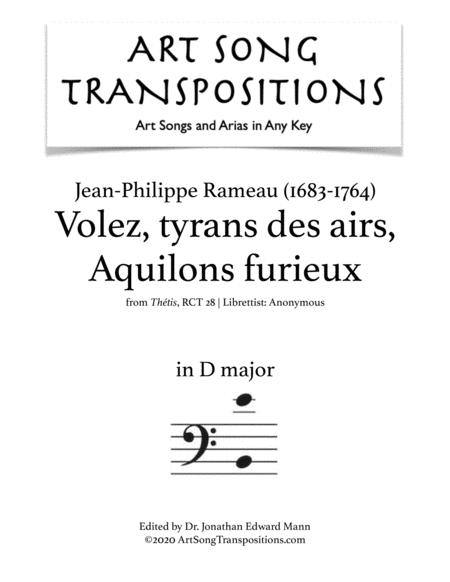 Free Sheet Music Volez Tyrans Des Airs Aquilons Furieux Transposed To D Major