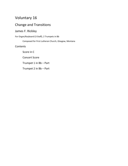 Voluntary 16 Change And Transitions Sheet Music