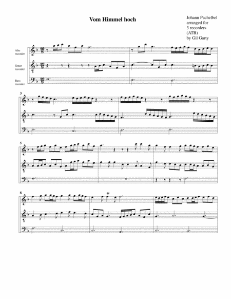 Free Sheet Music Vom Himmel Hoch Arrangement For 3 Recorders