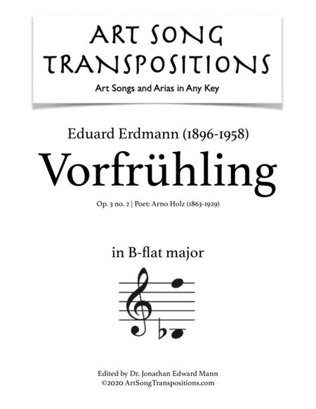Free Sheet Music Vorfrhling Op 3 No 2 Transposed To B Flat Major
