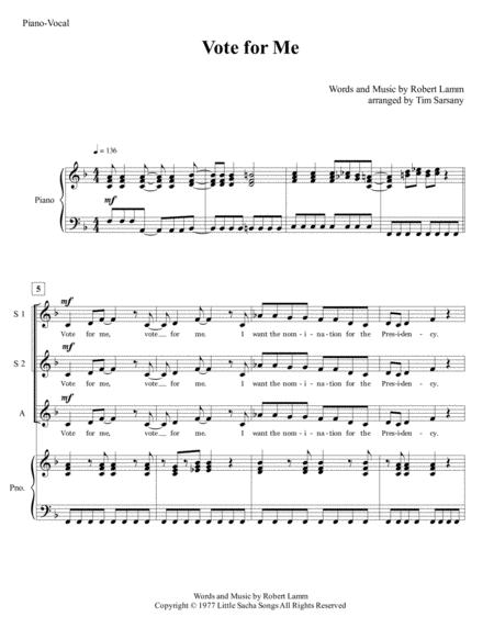 Free Sheet Music Vote For Me