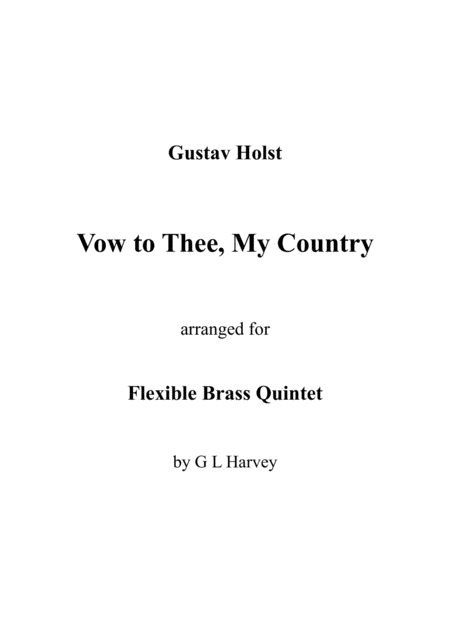 Vow To Thee My Country Flexible Brass Quintet Sheet Music