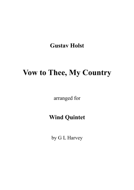 Free Sheet Music Vow To Thee My Country Wind Quintet
