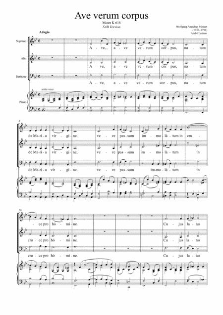 Free Sheet Music W A Mozart Ave Verum Sab Version Old Singers Score Choir Part