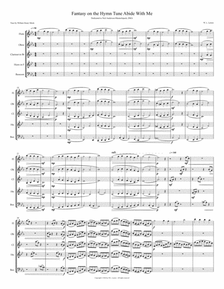 W L Larsen Fantasy On The Hymn Tune Abide With Me Sheet Music