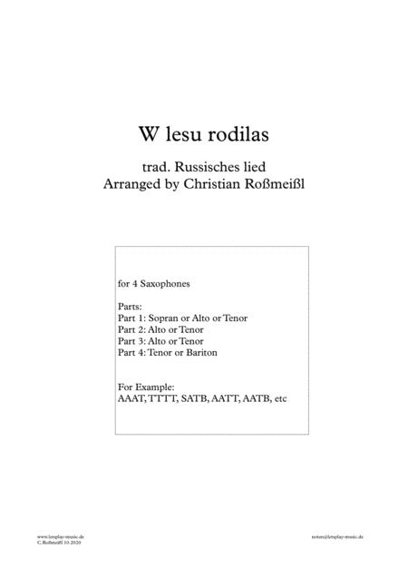 Free Sheet Music W Lesu Rodilas Saxophonquartett