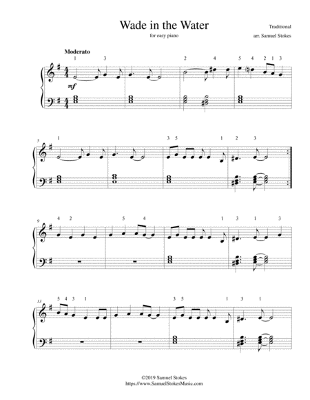 Wade In The Water For Easy Piano Sheet Music