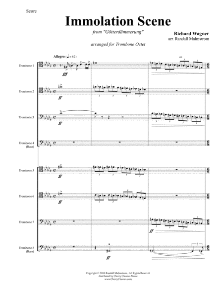 Free Sheet Music Wagner Immolation Scene From Gtterdmmerung For 8 Part Trombone Ensemble