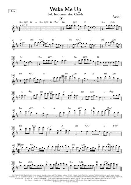 Free Sheet Music Wake Me Up Flute Solo And Chords