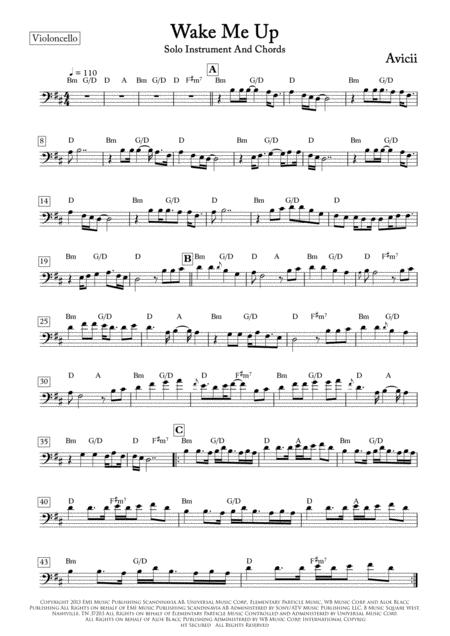 Wake Me Up Violoncello Solo And Chords Sheet Music