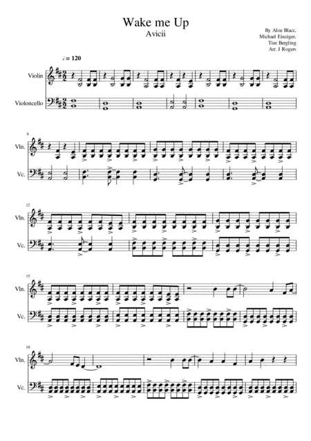 Free Sheet Music Wake Me Up