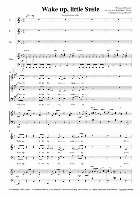 Wake Up Little Susie Sabar Piano Sheet Music