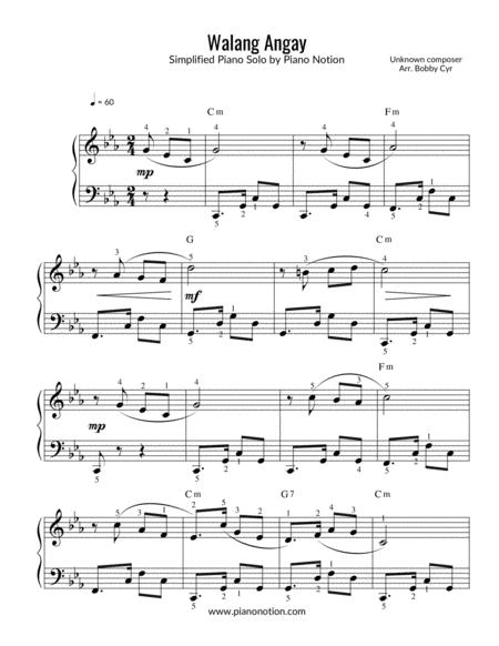 Walang Angay Simplified Piano Solo Sheet Music