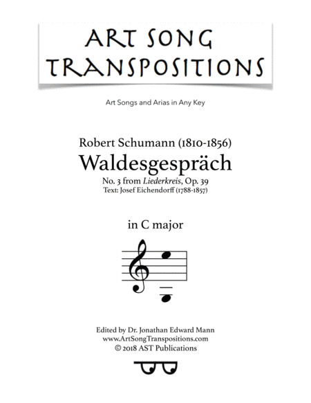 Waldesgesprch Op 39 No 3 C Major Sheet Music