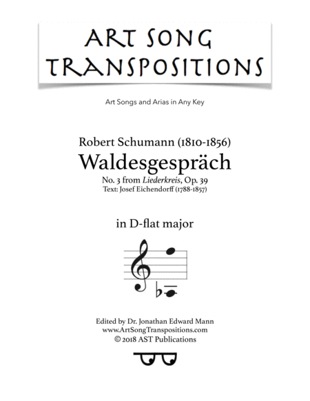 Waldesgesprch Op 39 No 3 D Flat Major Sheet Music