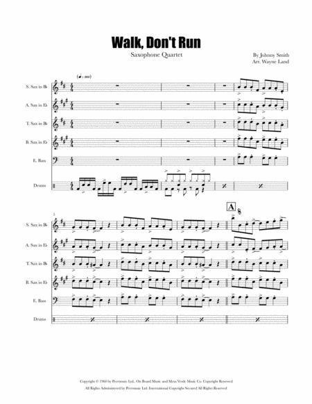 Walk Dont Run Saxophone Quartet Sheet Music