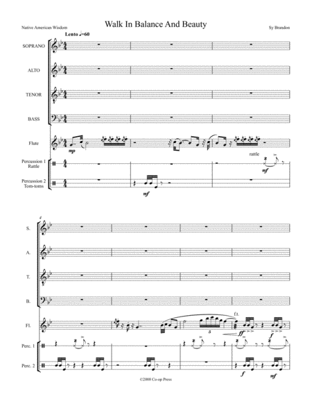 Free Sheet Music Walk In Balance And Beauty For Satb Flute And Percussion