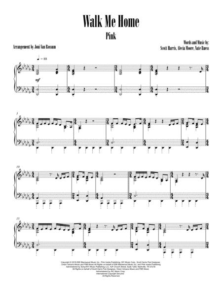 Free Sheet Music Walk Me Home Pink Piano Solo