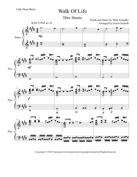 Walk Of Life Piano Solo Sheet Music