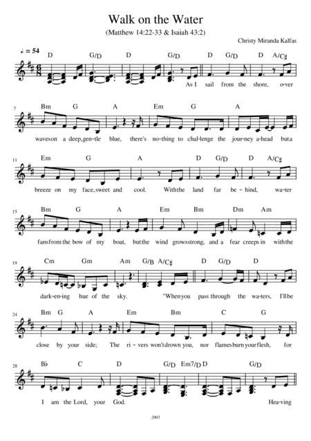 Walk On The Water Lead Sheet Sheet Music