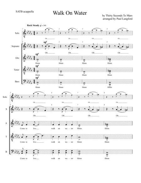 Walk On Water Satb Acappella Sheet Music