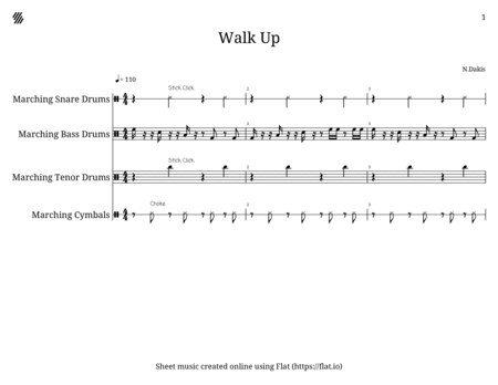 Free Sheet Music Walk Up Drumline Cadence