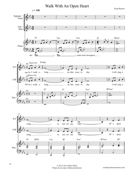 Walk With An Open Heart Sheet Music