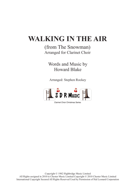 Free Sheet Music Walking In The Air For Clarinet Choir