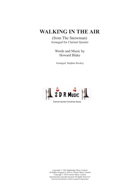 Walking In The Air For Clarinet Quintet Sheet Music