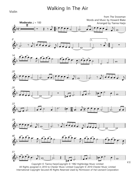 Free Sheet Music Walking In The Air String Trio Vn Va C