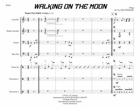 Walking On The Moon For Steel Band Sheet Music