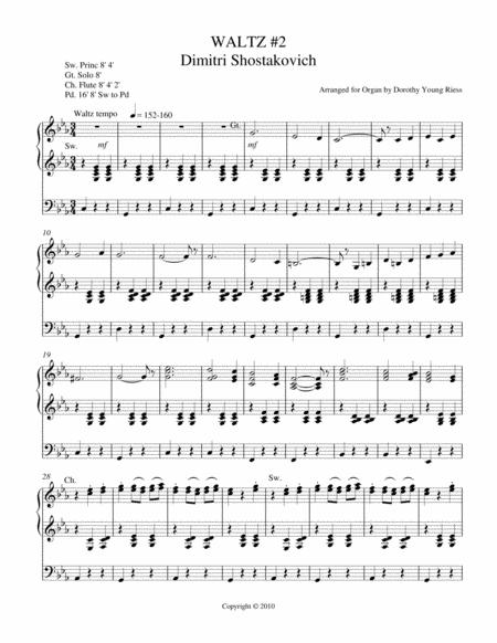 Free Sheet Music Waltz 2 By Dimitri Shostakovich Arranged For Organ By Dorothy Young Riess