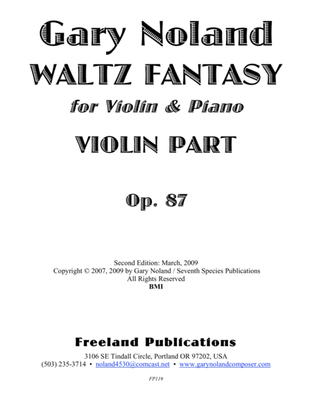 Free Sheet Music Waltz Fantasy For Violin Piano Op 87 Violin Part