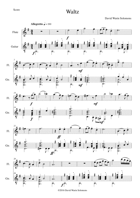 Free Sheet Music Waltz For Flute And Guitar