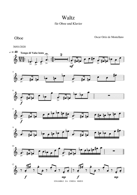 Free Sheet Music Waltz For Oboe And Piano Oboe Part