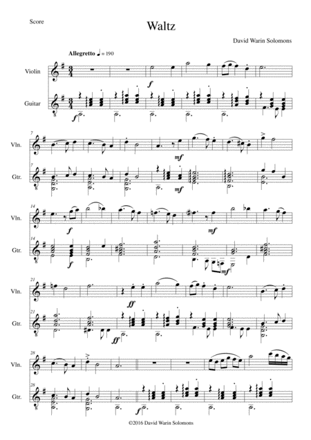 Free Sheet Music Waltz For Violin And Guitar