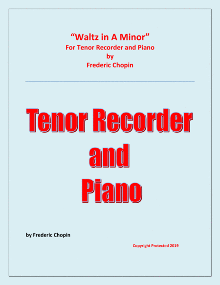 Free Sheet Music Waltz In A Minor Chopin Tenor Recorder And Piano Chamber Music