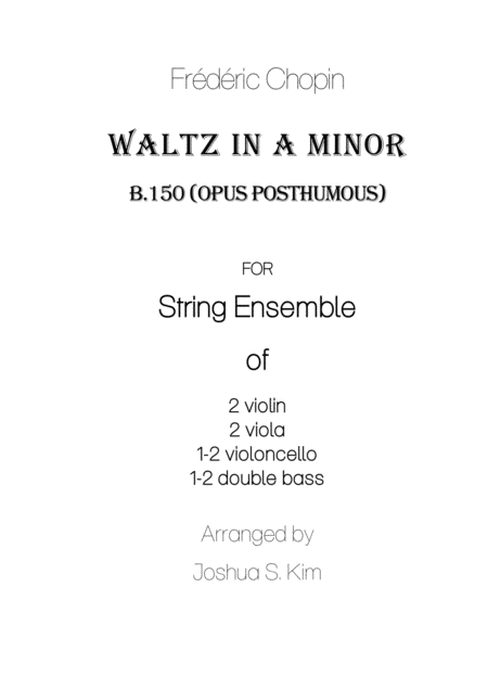 Waltz In A Minor Opus Posthumous For String Orchestra Sheet Music