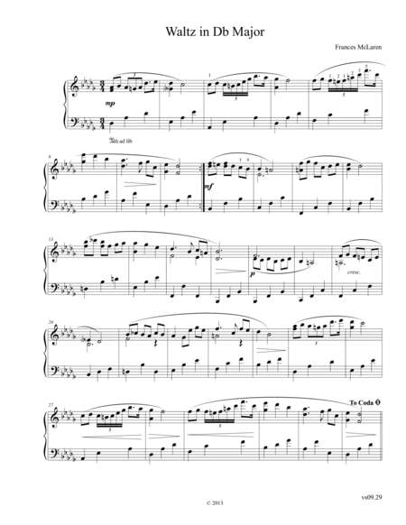 Free Sheet Music Waltz In D Flat Major