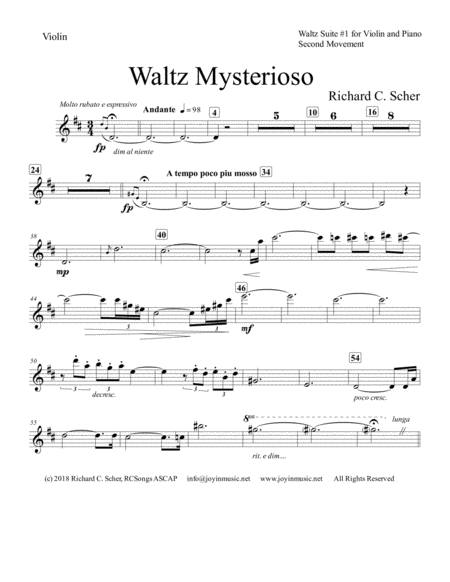 Waltz Mysterioso Violin Part Sheet Music