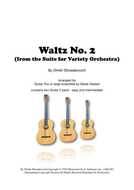 Waltz No 2 For Intermediate Guitar Trio Sheet Music